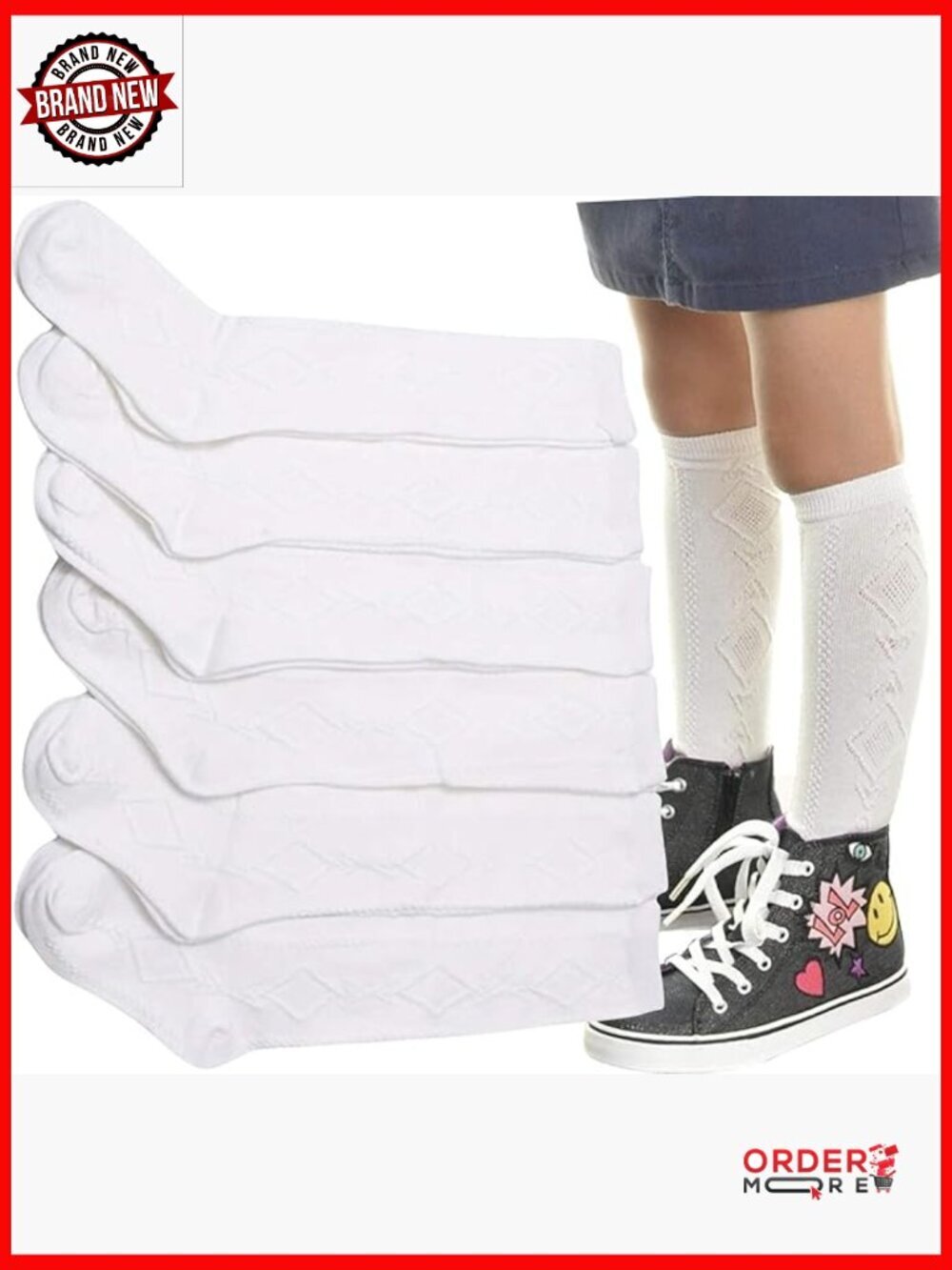 Classic Cotton Blend Uniform Knee-High Socks 6 or 12 Pack